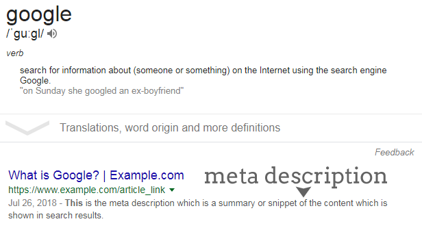meta description Google Search