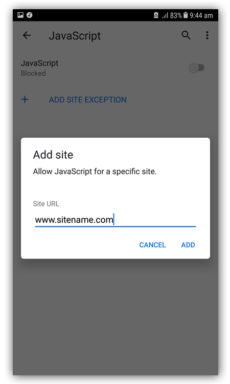JavaScript Exception Android Chrome
