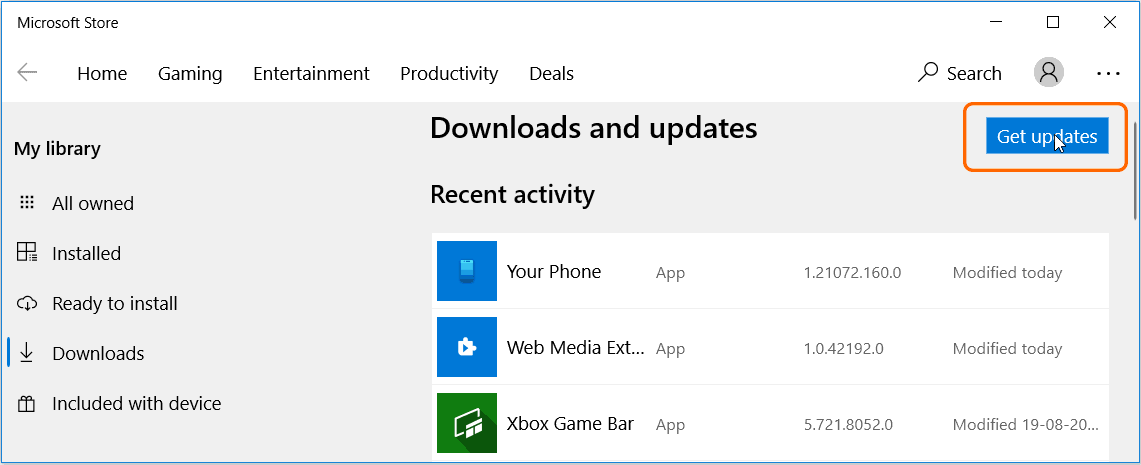 Update the Store apps in Windows 10