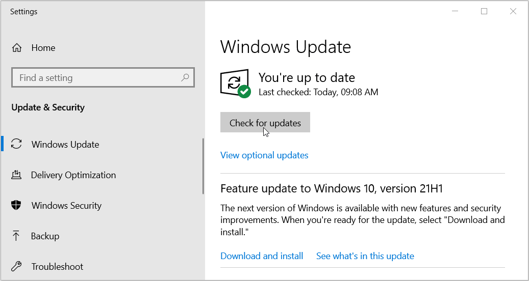 Windows Update Page