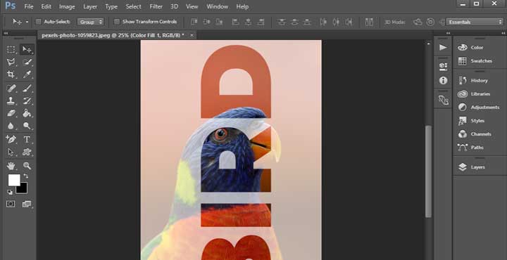 Crop images in the shape of letters or Text in Photoshop